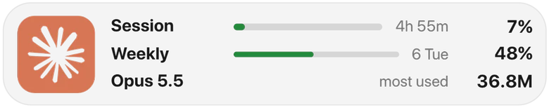 Claude Plan Usage widget