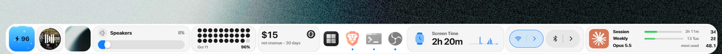 The lumabar dock in the White style over a soft grey gradient